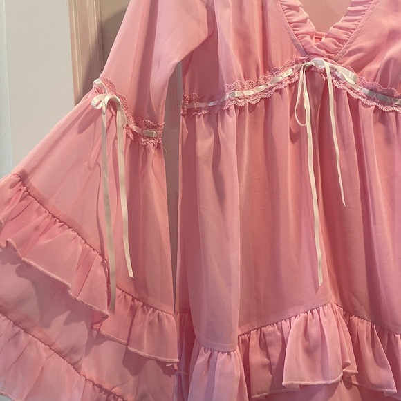 Sheer Pink Ruffle mini dress by Sugar Thrillz - Picture 2 of 4